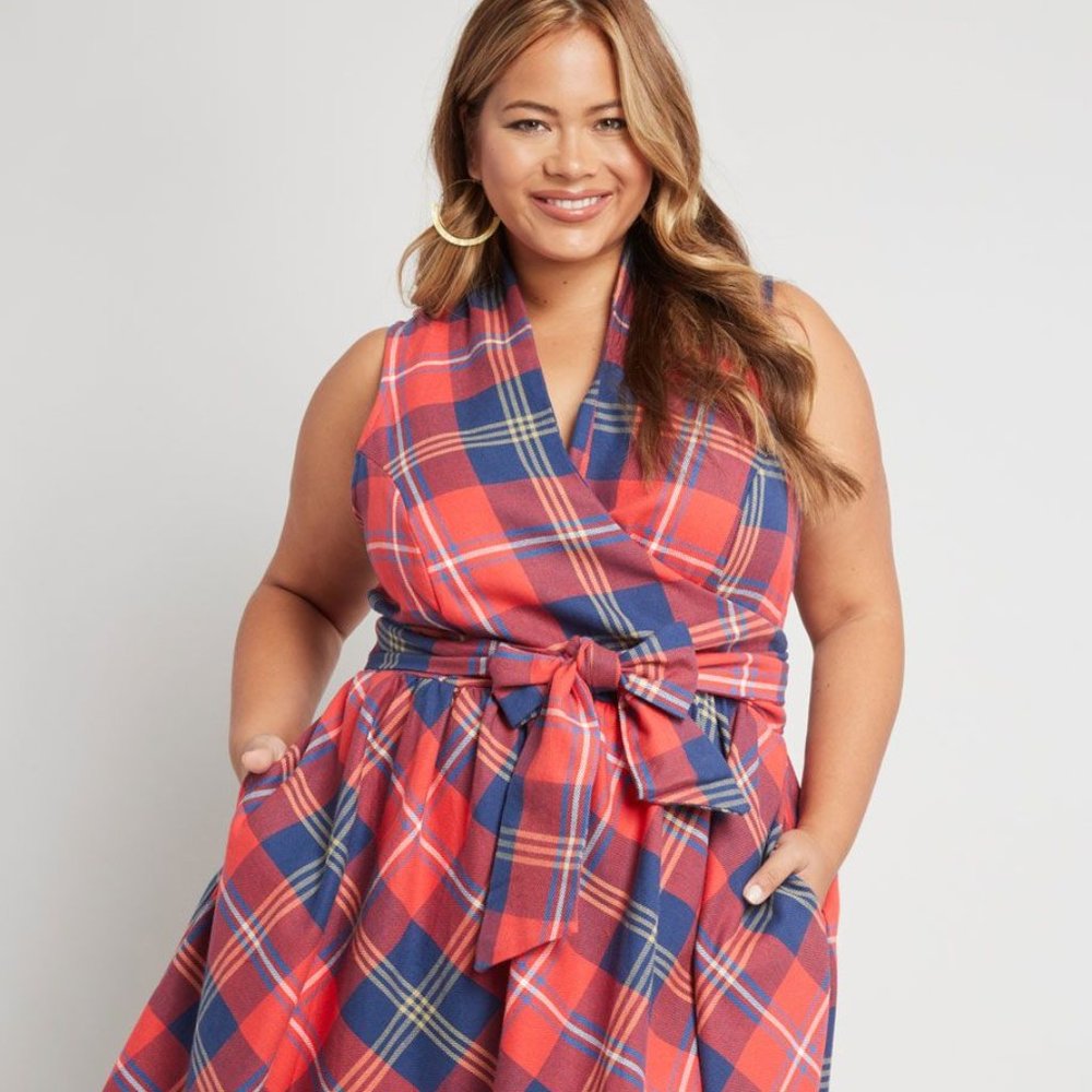 NWT Retrolicious Front Porch Swing Dress Red Plaid